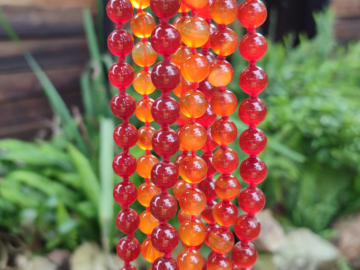 Polished Gem Carnelian Agate Ball Shaped Beaded Necklace - Sold per Item - From Brazil - Toprock Gemstones and Minerals 