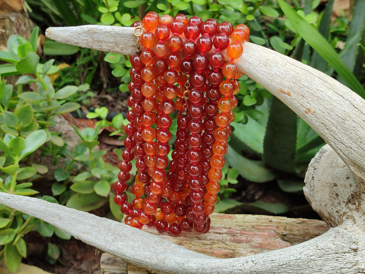 Polished Gem Carnelian Agate Ball Shaped Beaded Necklace - Sold per Item - From Brazil - Toprock Gemstones and Minerals 