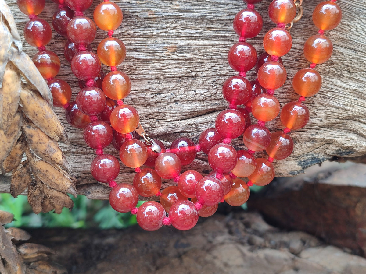 Polished Gem Carnelian Agate Ball Shaped Beaded Necklace - Sold per Item - From Brazil - Toprock Gemstones and Minerals 
