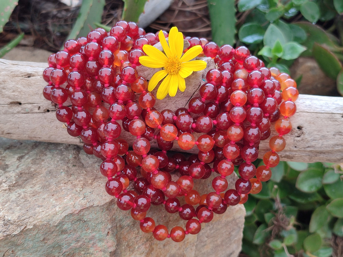 Polished Gem Carnelian Agate Ball Shaped Beaded Necklace - Sold per Item - From Brazil - Toprock Gemstones and Minerals 