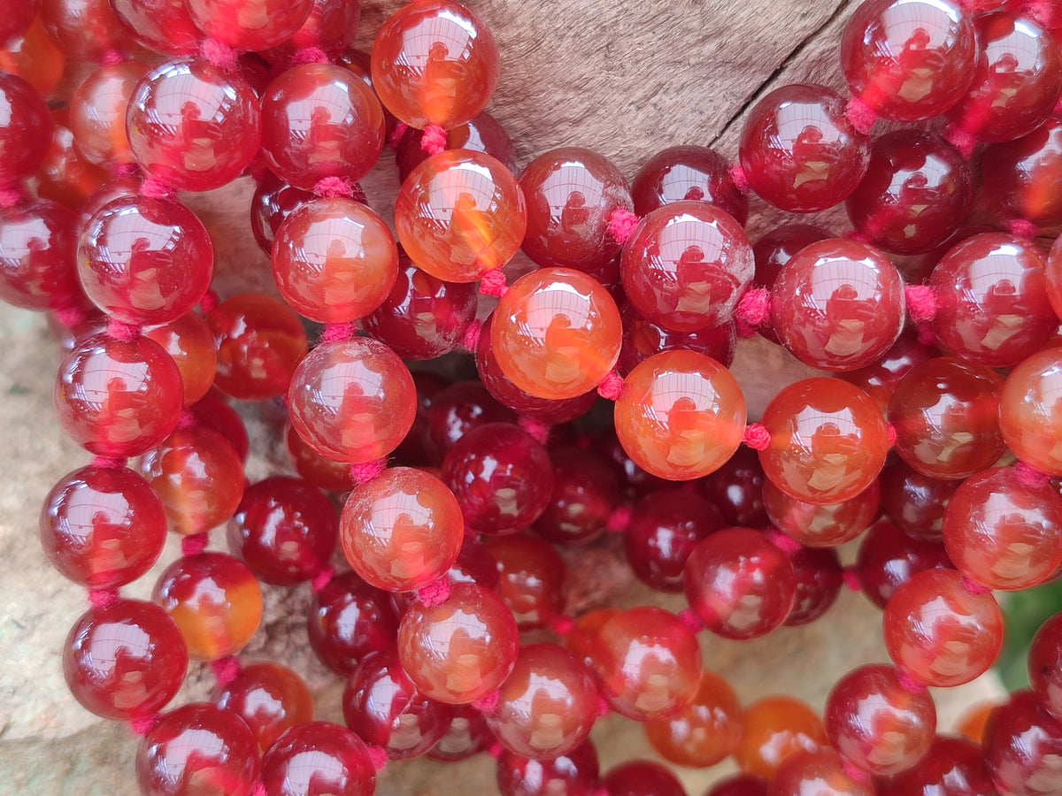 Polished Gem Carnelian Agate Ball Shaped Beaded Necklace - Sold per Item - From Brazil - Toprock Gemstones and Minerals 