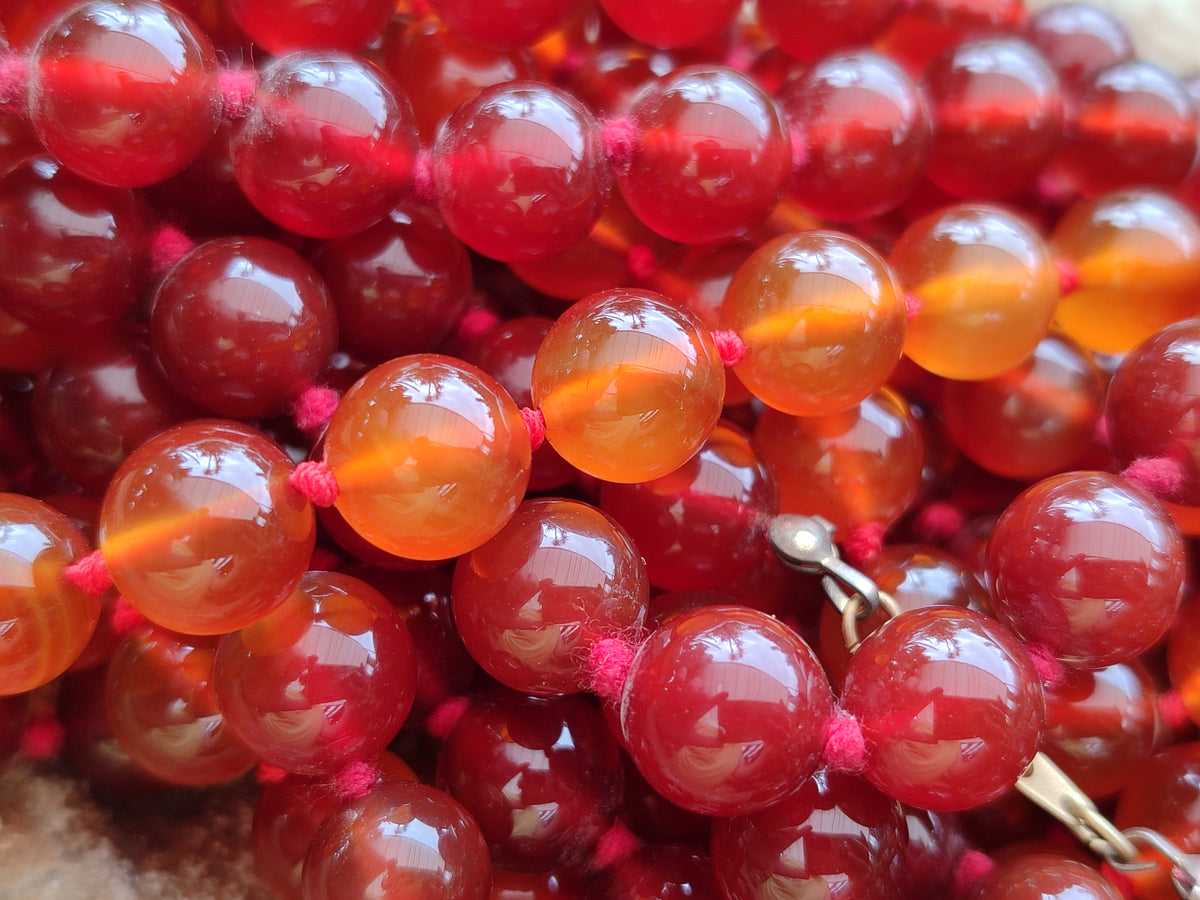Polished Gem Carnelian Agate Ball Shaped Beaded Necklace - Sold per Item - From Brazil - Toprock Gemstones and Minerals 