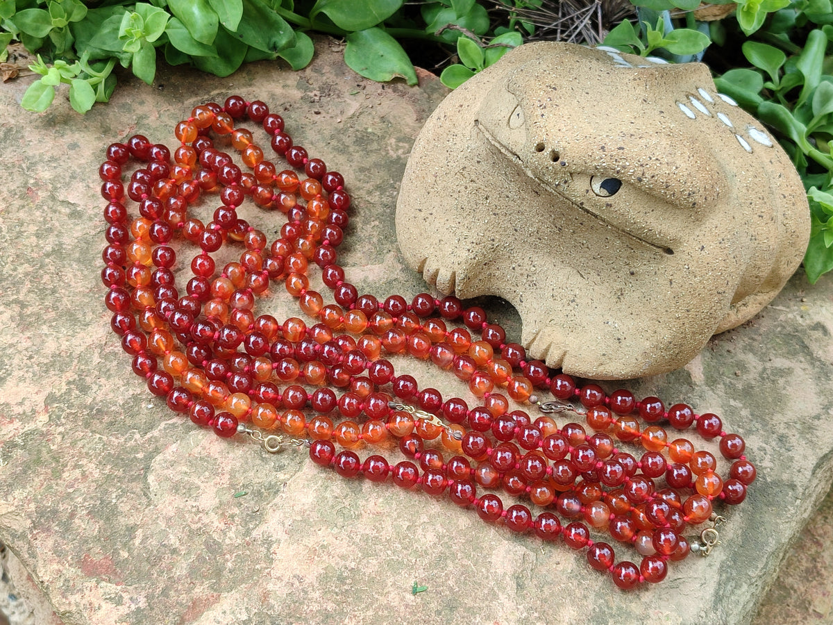 Polished Gem Carnelian Agate Ball Shaped Beaded Necklace - Sold per Item - From Brazil - Toprock Gemstones and Minerals 