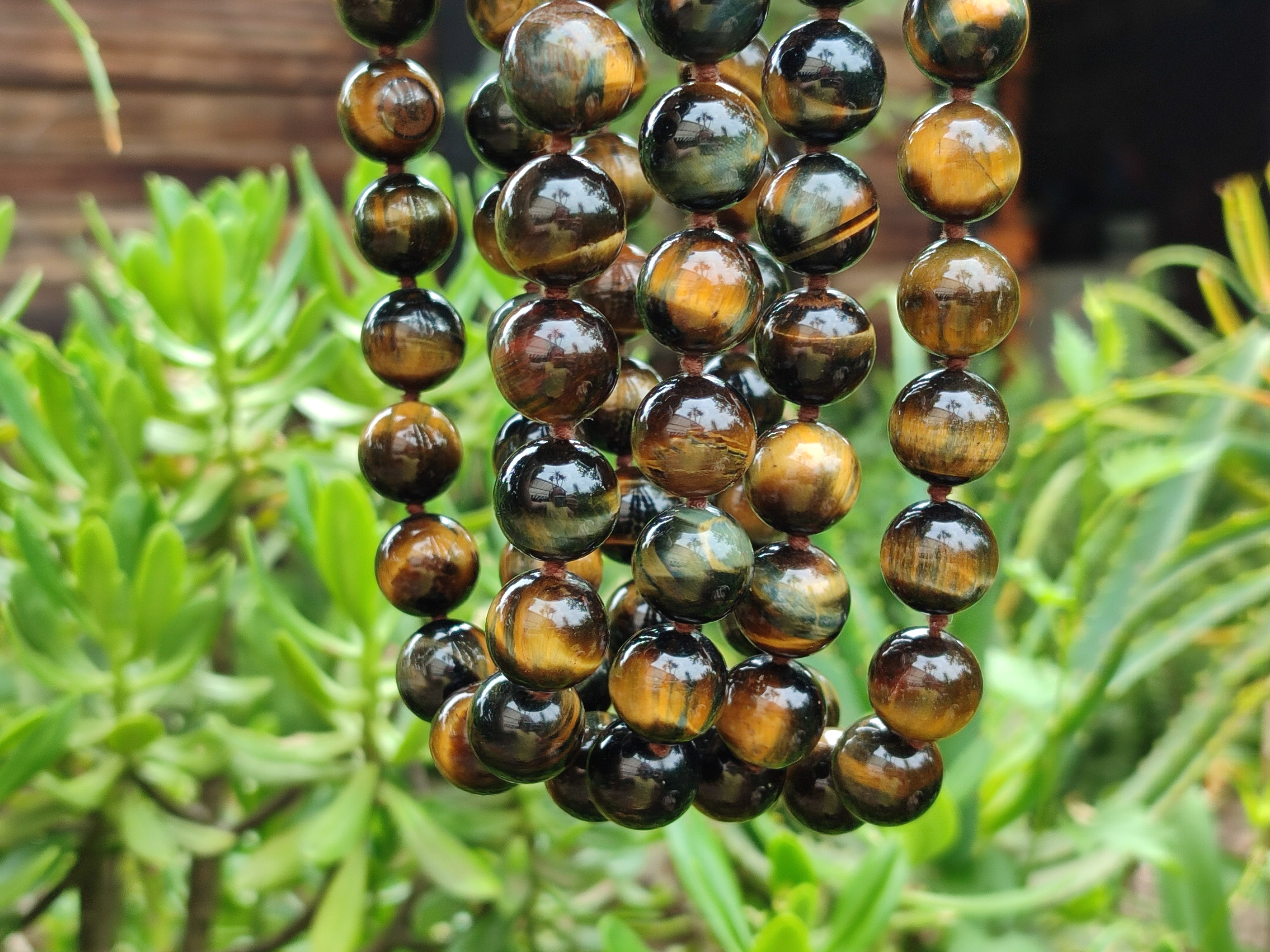 Polished Blue and Gold Tigers Eye Bead Necklaces - Sold Per Item - From South Africa - Toprock Gemstones and Minerals 