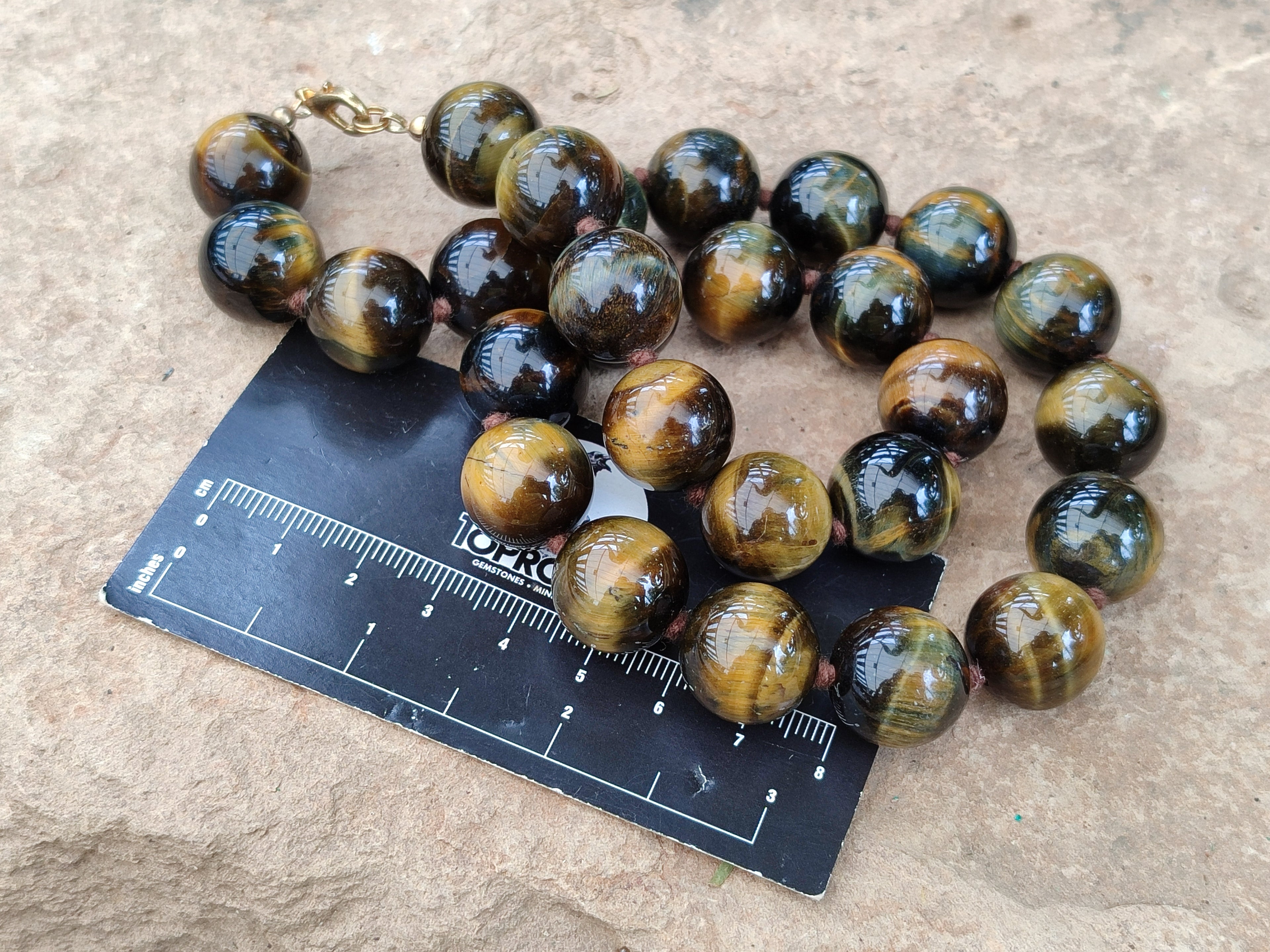 Polished Blue and Gold Tigers Eye Bead Necklaces - Sold Per Item - From South Africa - Toprock Gemstones and Minerals 