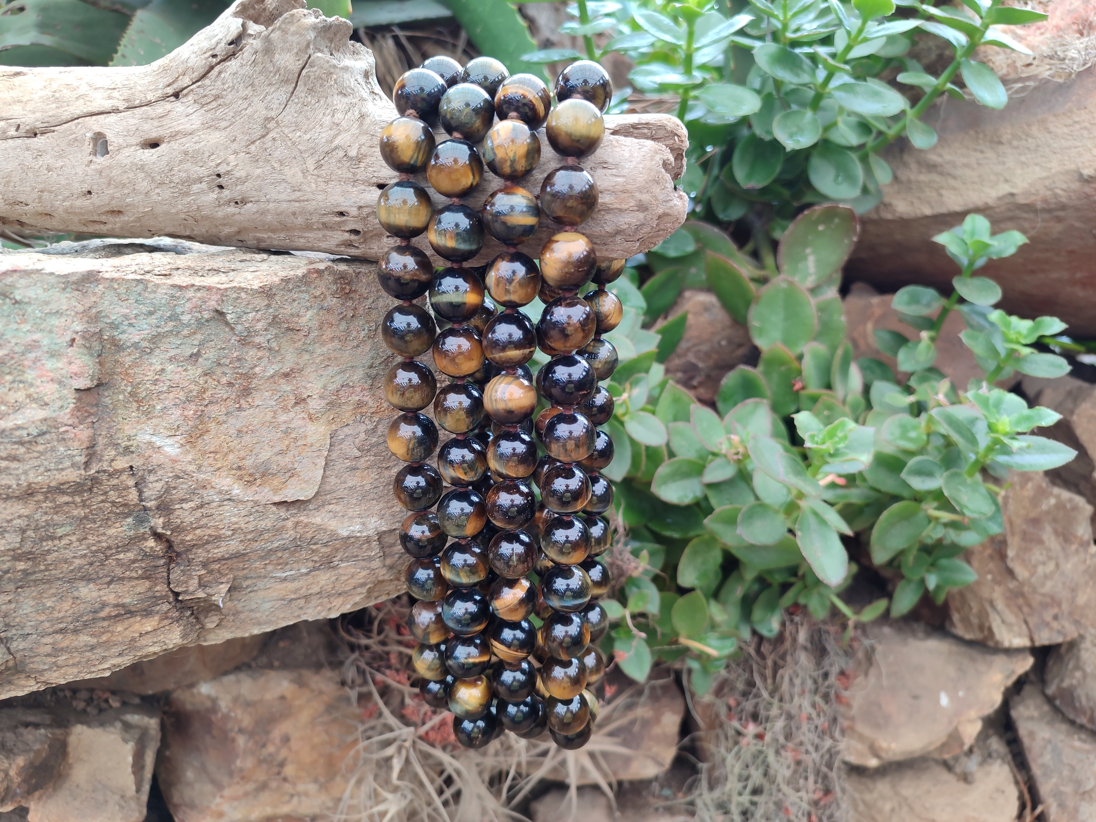 Polished Blue and Gold Tigers Eye Bead Necklaces - Sold Per Item - From South Africa - Toprock Gemstones and Minerals 