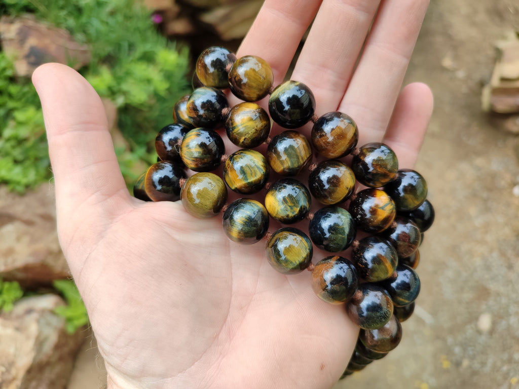 Polished Blue and Gold Tigers Eye Bead Necklaces - Sold Per Item - From South Africa - Toprock Gemstones and Minerals 