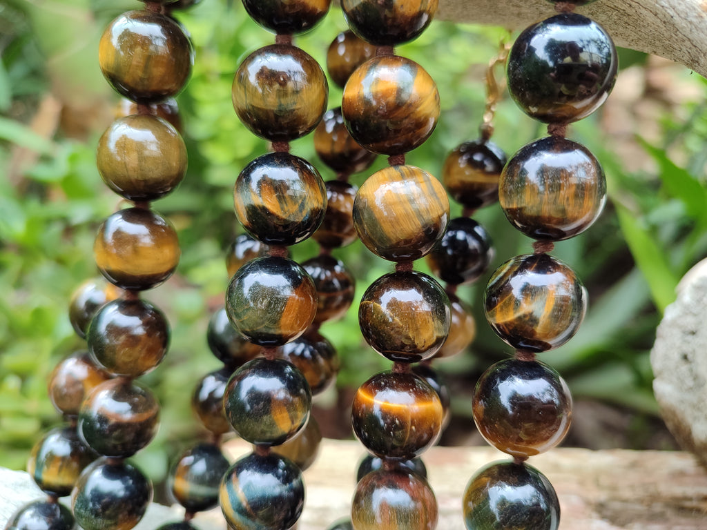 Polished Blue and Gold Tigers Eye Bead Necklaces - Sold Per Item - From South Africa - Toprock Gemstones and Minerals 