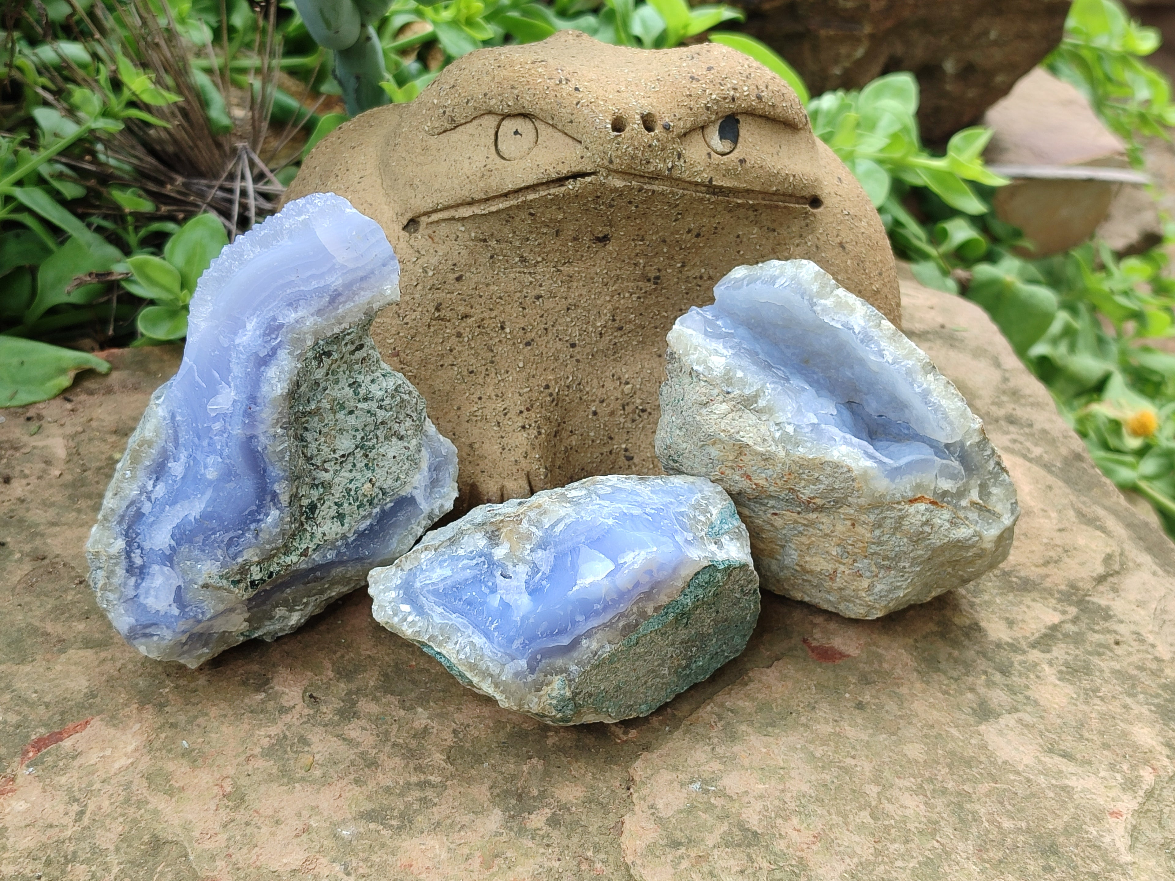 Natural Blue Lace Agate Geode Specimens x 12 From Malawi - Toprock Gemstones and Minerals 