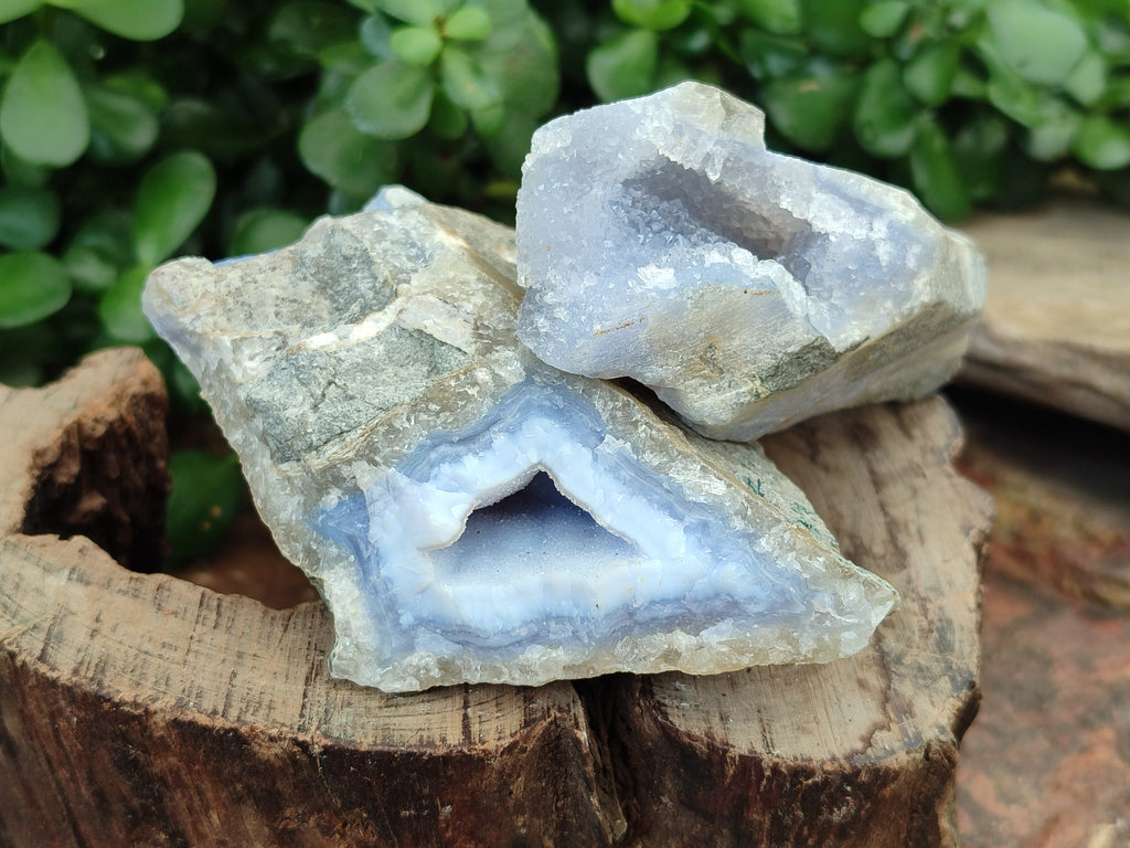 Natural Blue Lace Agate Geode Specimens x 12 From Malawi - Toprock Gemstones and Minerals 