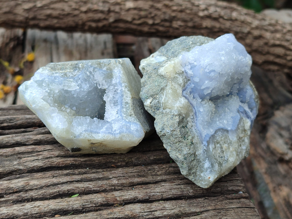 Natural Blue Lace Agate Geode Specimens x 12 From Malawi - Toprock Gemstones and Minerals 