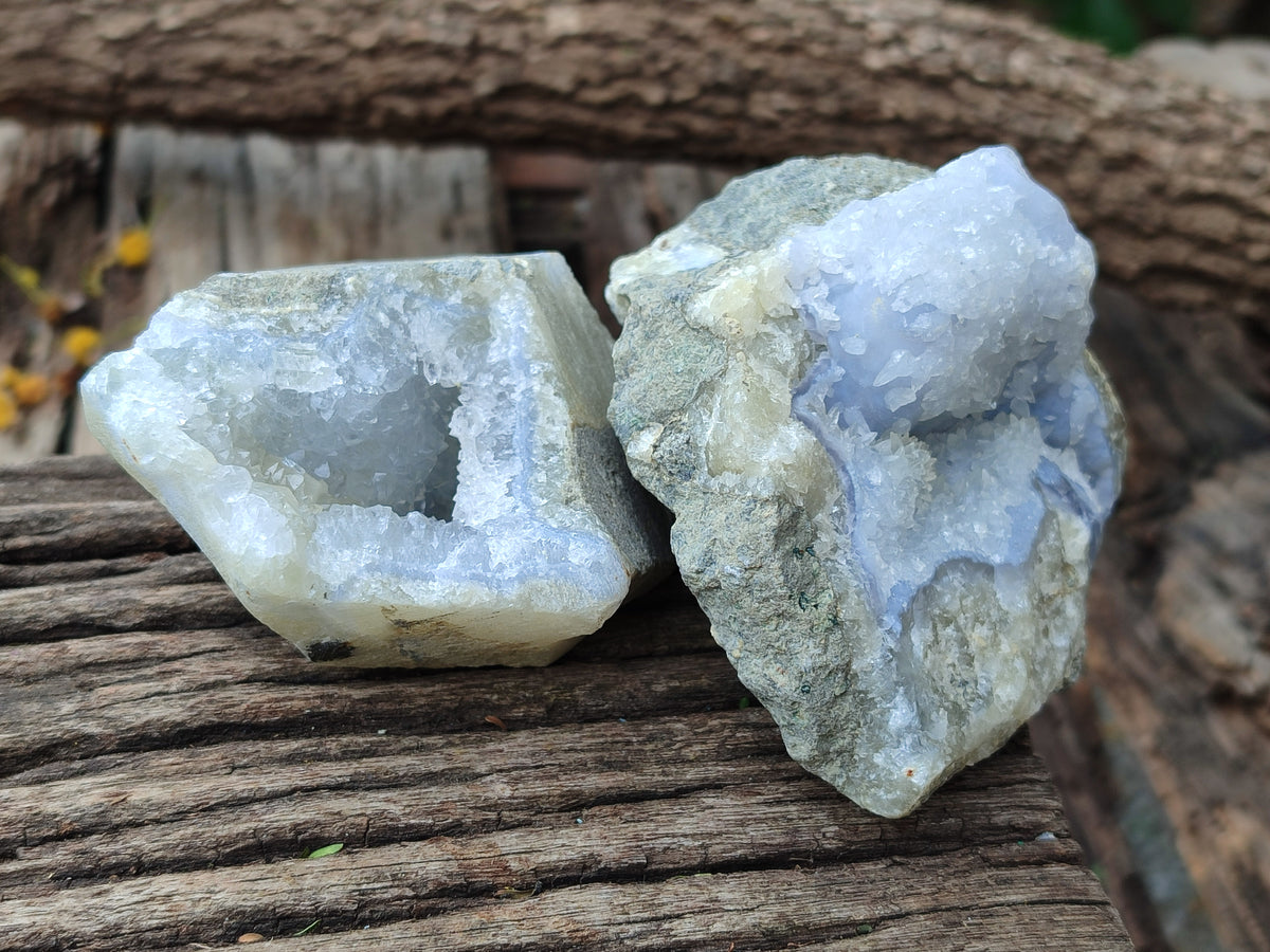 Natural Blue Lace Agate Geode Specimens x 12 From Malawi - Toprock Gemstones and Minerals 