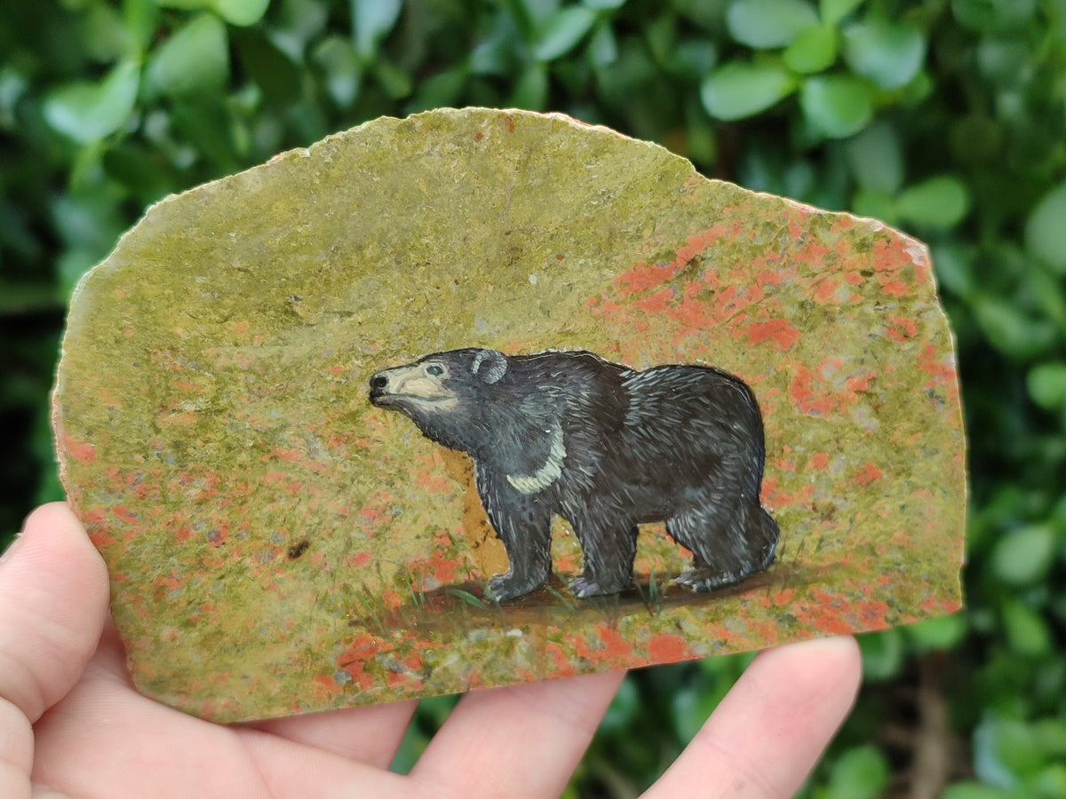 Hand Made Bear Decoupage Stone Slabs x 6 From Southern Africa - Toprock Gemstones and Minerals 