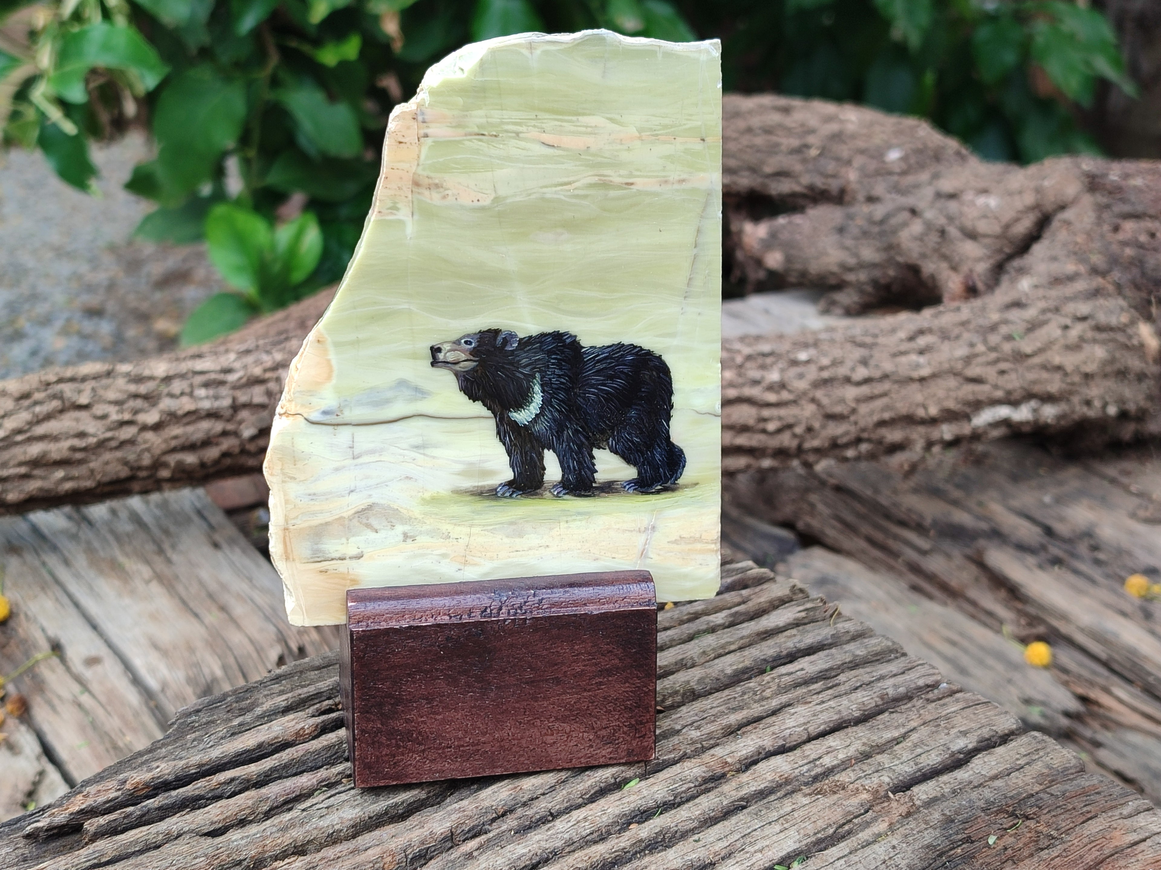 Hand Made Bear Decoupage Stone Slabs x 6 From Southern Africa - Toprock Gemstones and Minerals 