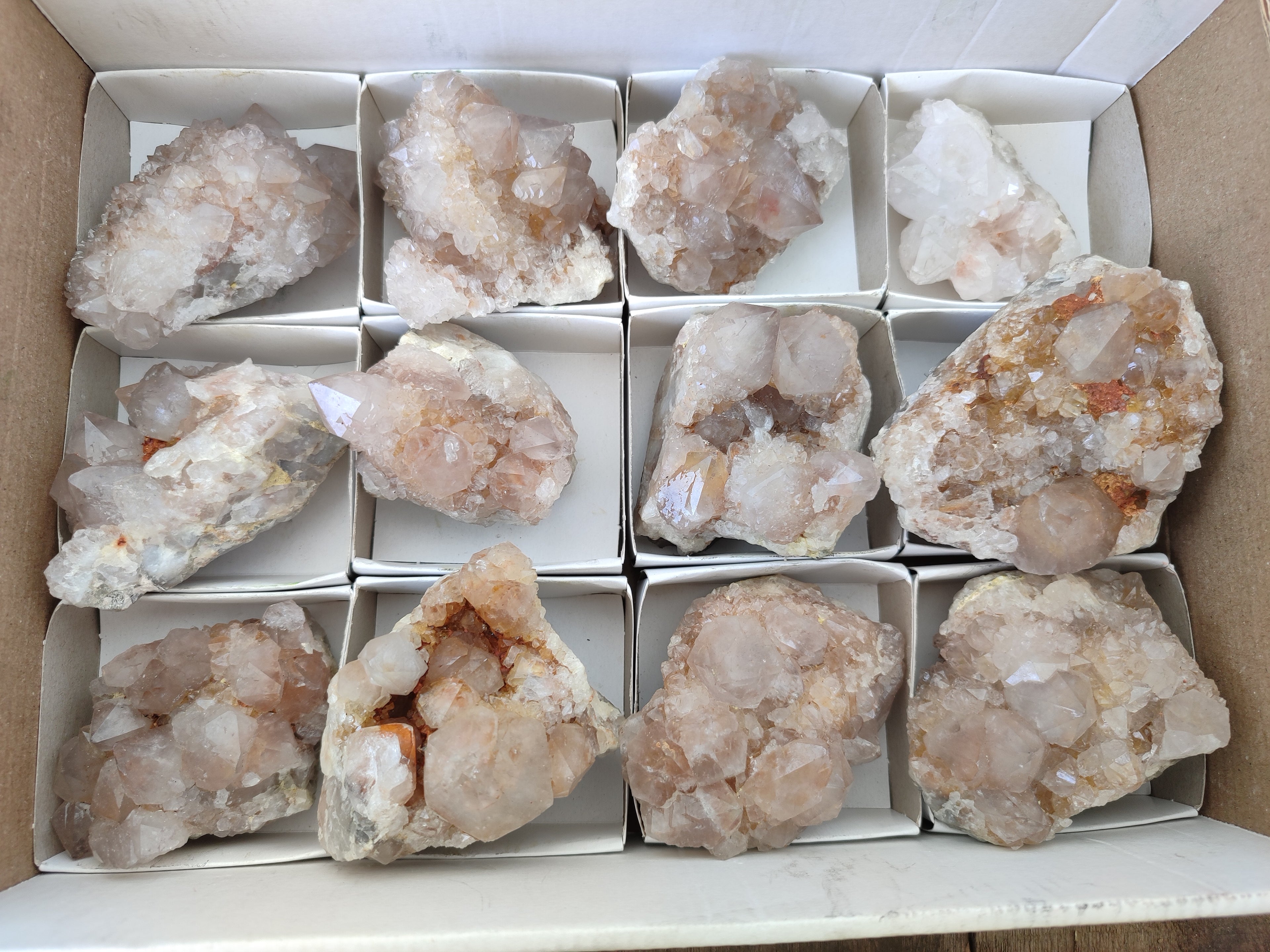 Natural Spirit Quartz Clusters x 12 From Boekenhouthoek, South Africa - Toprock Gemstones and Minerals 
