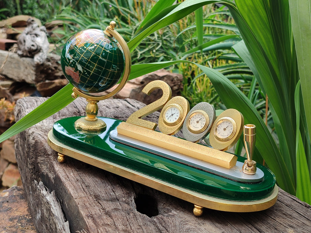 Hand Made Gemstone World Globe Desk Set x 1 From China - Toprock Gemstones and Minerals 