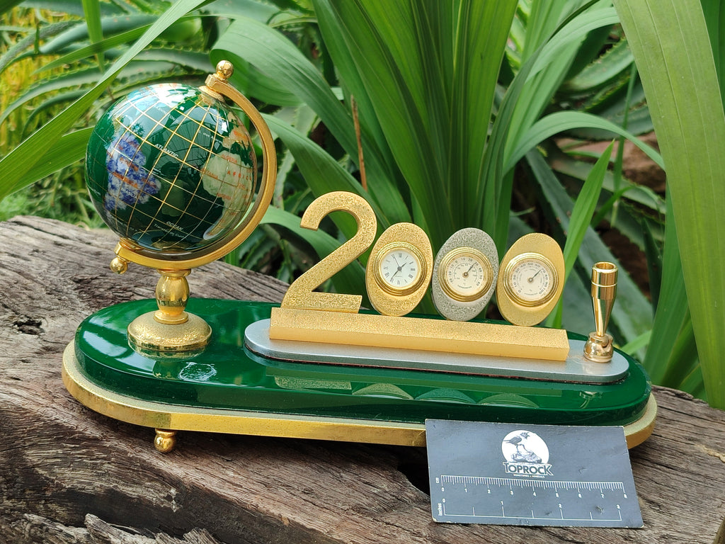 Hand Made Gemstone World Globe Desk Set x 1 From China - Toprock Gemstones and Minerals 