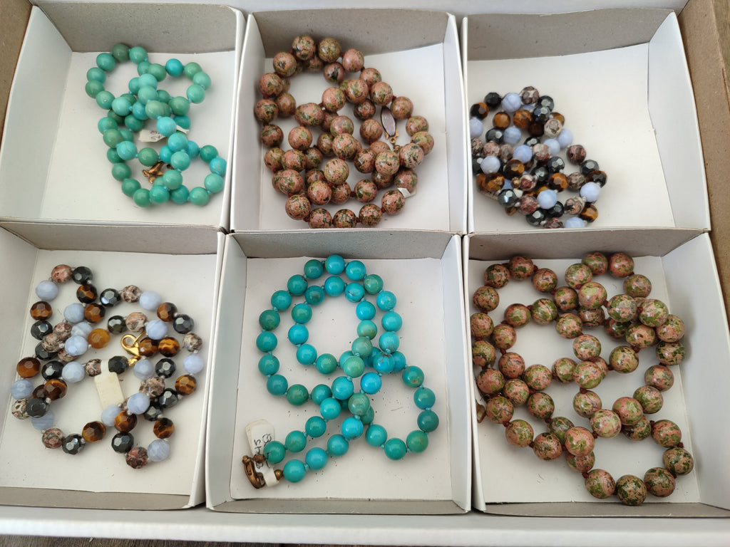 Hand Made Mixed Stone Bead Necklaces x 6 From China - Toprock Gemstones and Minerals 