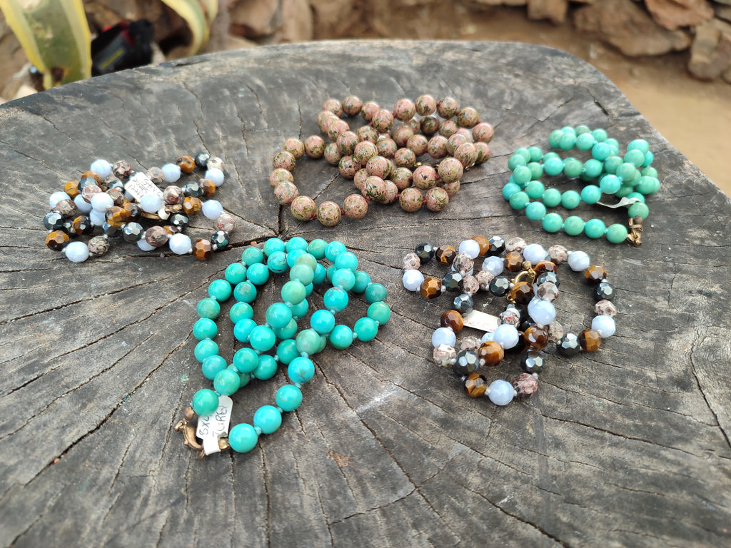 Hand Made Mixed Stone Bead Necklaces x 6 From China - Toprock Gemstones and Minerals 