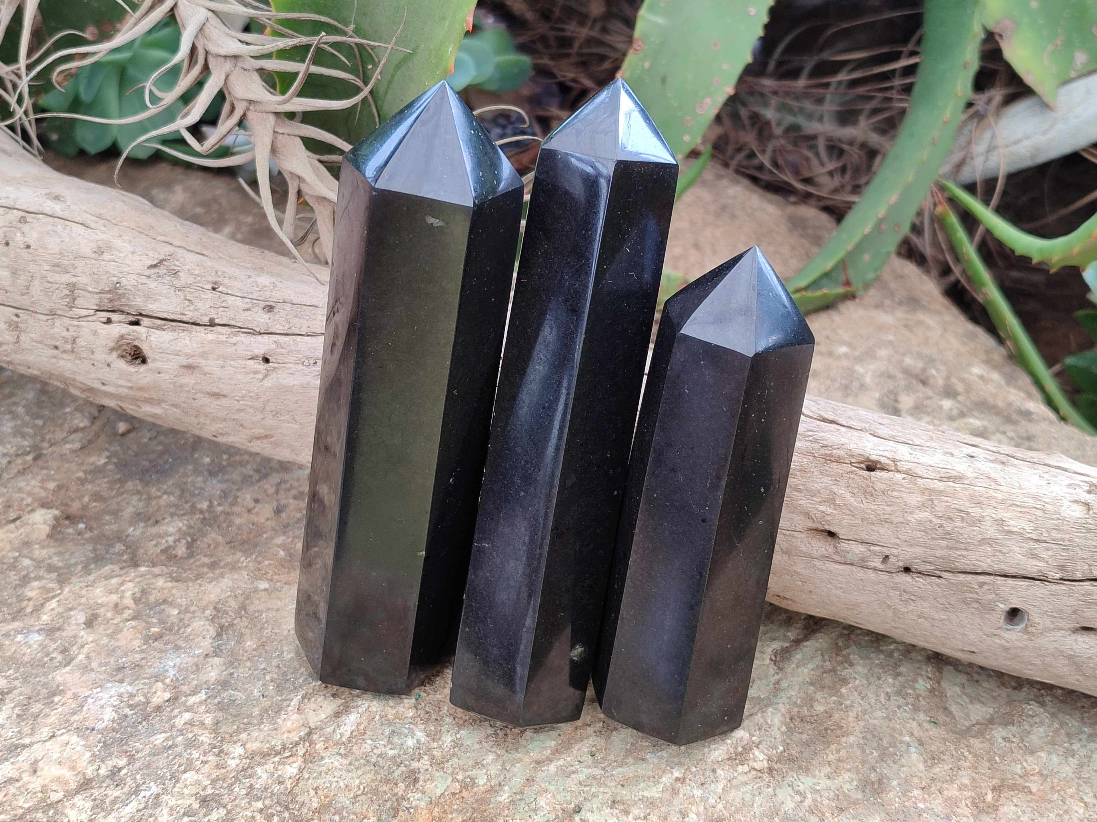 Polished Black Basalt Points x 5 From Antsirabe, Madagascar - Toprock Gemstones and Minerals 