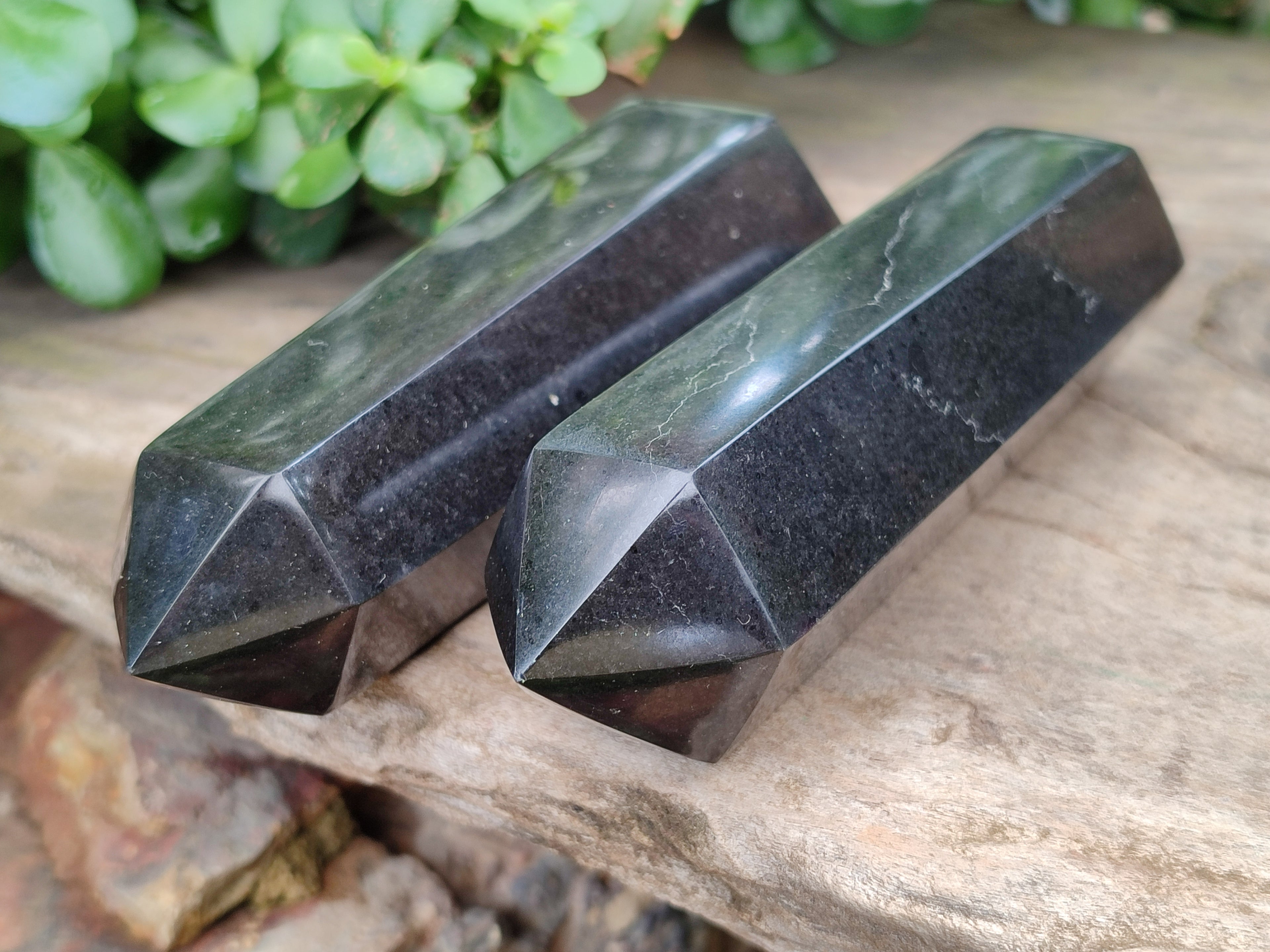 Polished Black Basalt Points x 5 From Antsirabe, Madagascar - Toprock Gemstones and Minerals 