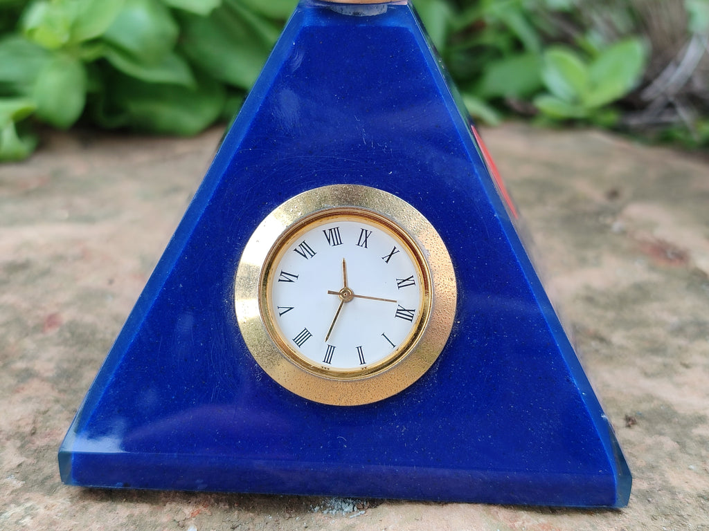Hand Made Lapis Lazuli World Globe Clock x 1 From China - Toprock Gemstones and Minerals 
