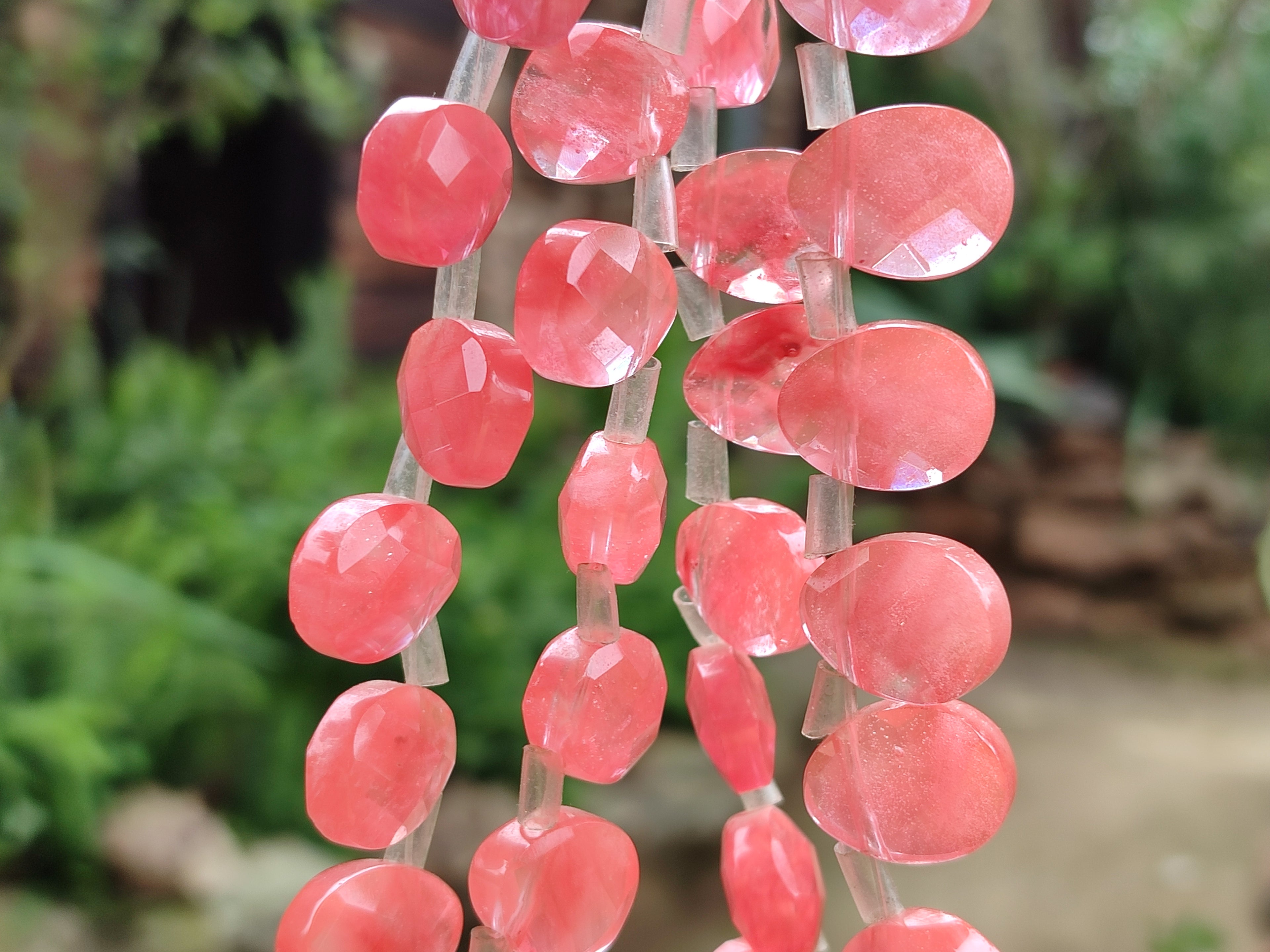 Hand Made Strawberry Quartz Bead Necklaces x 3 From China - Toprock Gemstones and Minerals 
