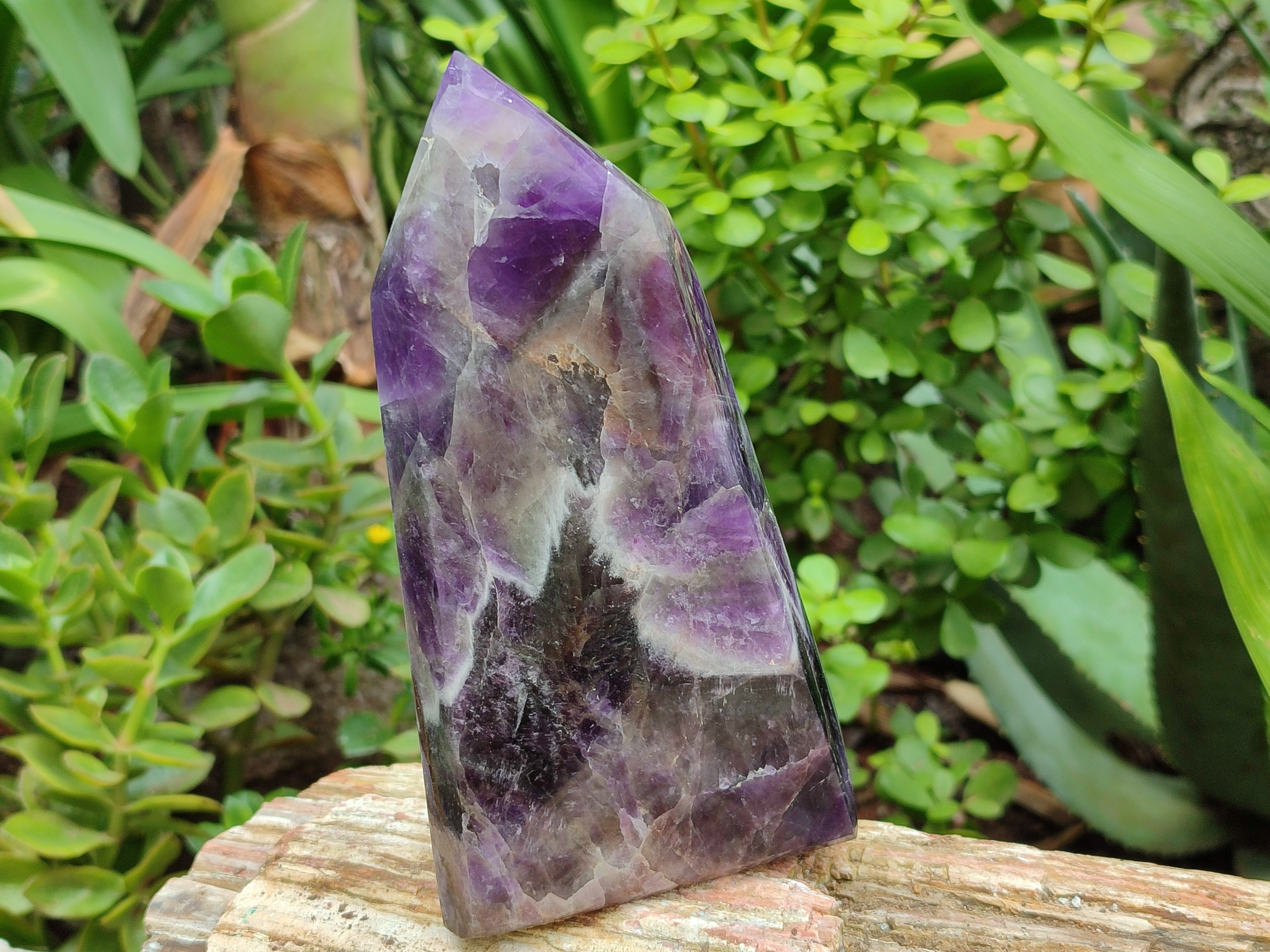 Polished Chevron Amethyst Points x 2 From Zambia - Toprock Gemstones and Minerals 