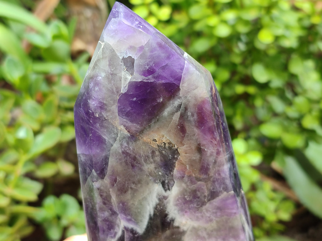 Polished Chevron Amethyst Points x 2 From Zambia - Toprock Gemstones and Minerals 