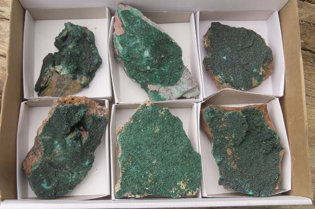 Natural Botryoidal Malachite Specimens x 6 From Tenke Fungurume, Congo - Toprock Gemstones and Minerals 