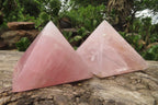 Polished Rose Quartz Pyramids x 4 From Madagascar - Toprock Gemstones and Minerals 