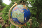 Hand Made Lapis Lazuli World Globe Clock x 1 From China - Toprock Gemstones and Minerals 