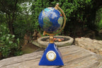 Hand Made Lapis Lazuli World Globe Clock x 1 From China - Toprock Gemstones and Minerals 