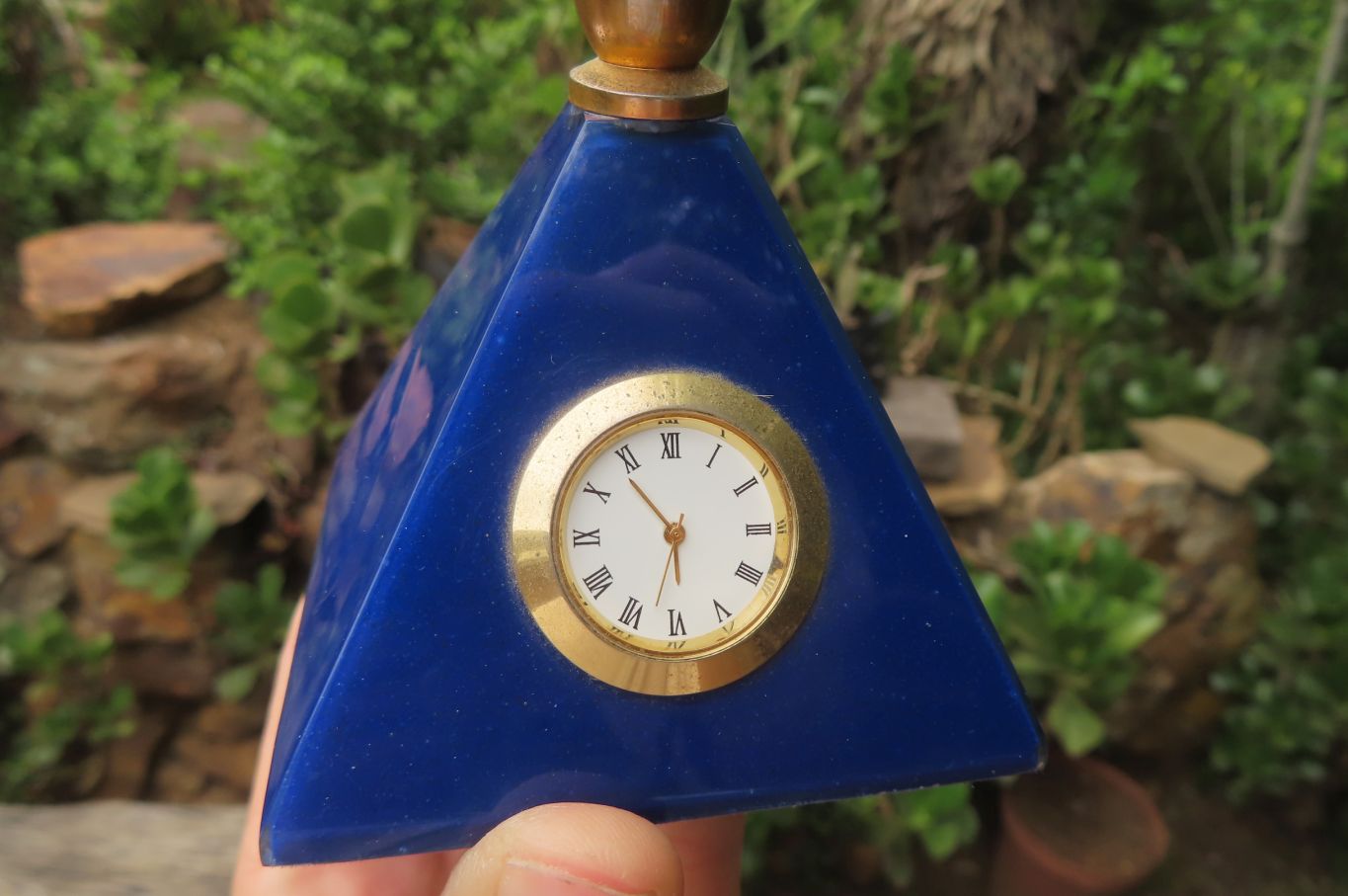 Hand Made Lapis Lazuli World Globe Clock x 1 From China - Toprock Gemstones and Minerals 