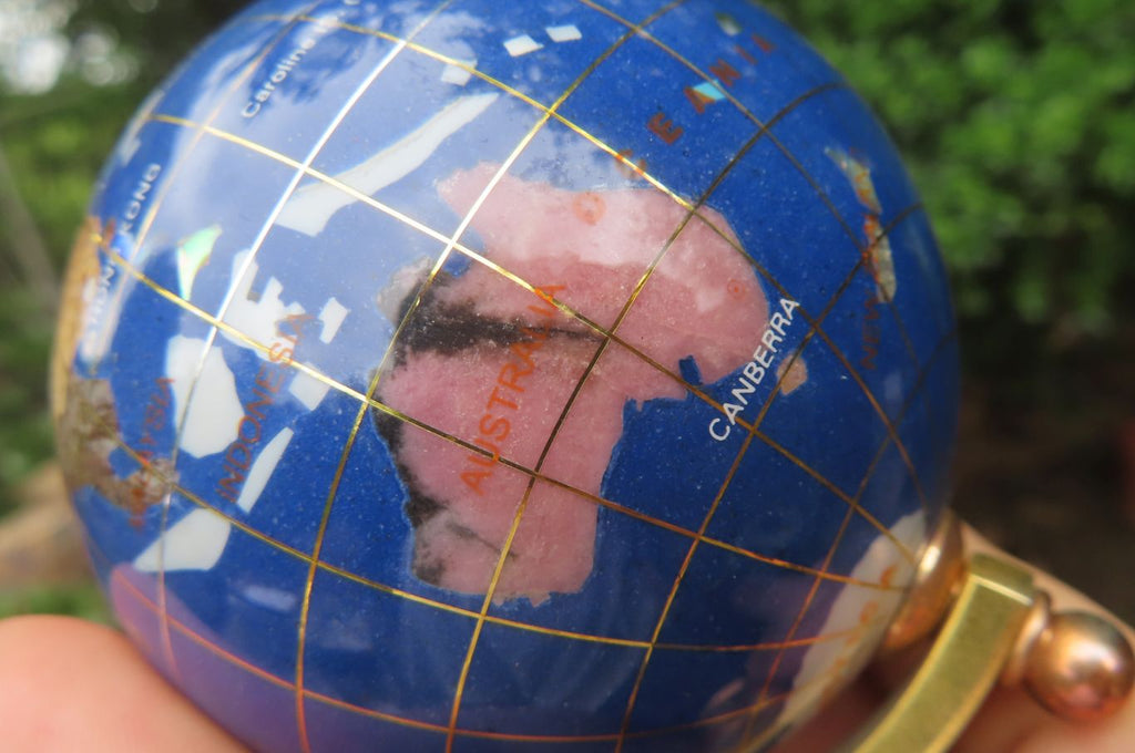 Hand Made Lapis Lazuli World Globe Clock x 1 From China - Toprock Gemstones and Minerals 