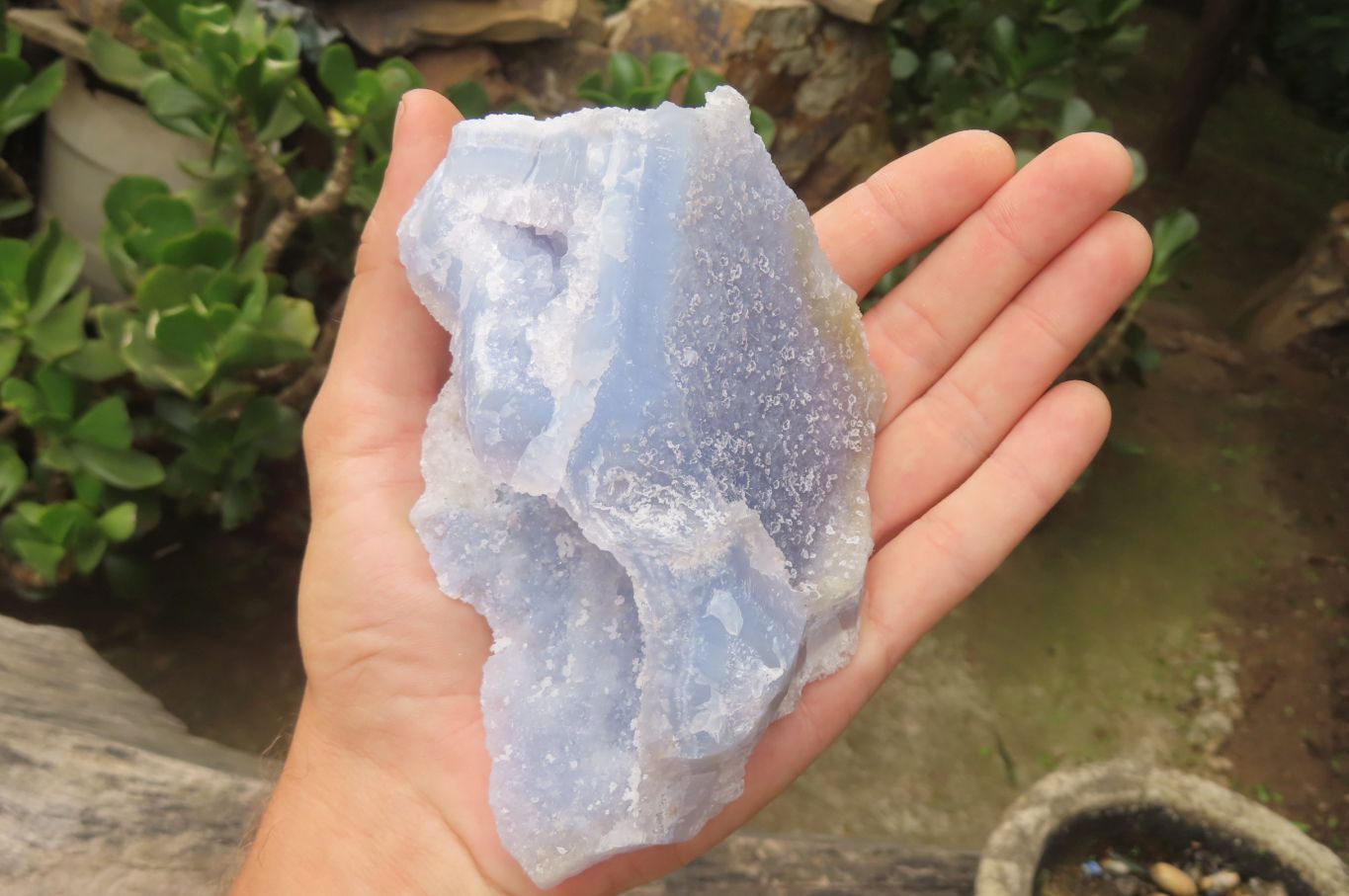 Natural Etched Blue Chalcedony Specimens x 3 From Nsanje, Malawi - Toprock Gemstones and Minerals 