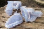 Natural Etched Blue Chalcedony Specimens x 3 From Nsanje, Malawi - Toprock Gemstones and Minerals 