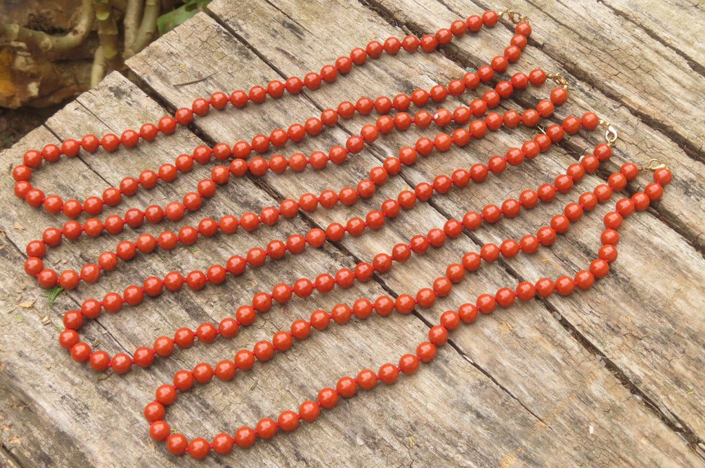 Polished Red Jasper Bead Necklace - Sold Per Item - From South Africa - Toprock Gemstones and Minerals 