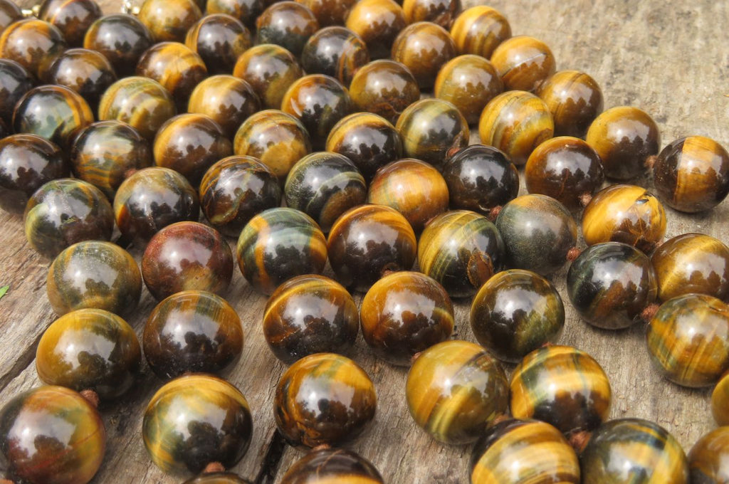 Polished Golden Tigers Eye Bead Necklaces - Sold Per Item - From South Africa - Toprock Gemstones and Minerals 