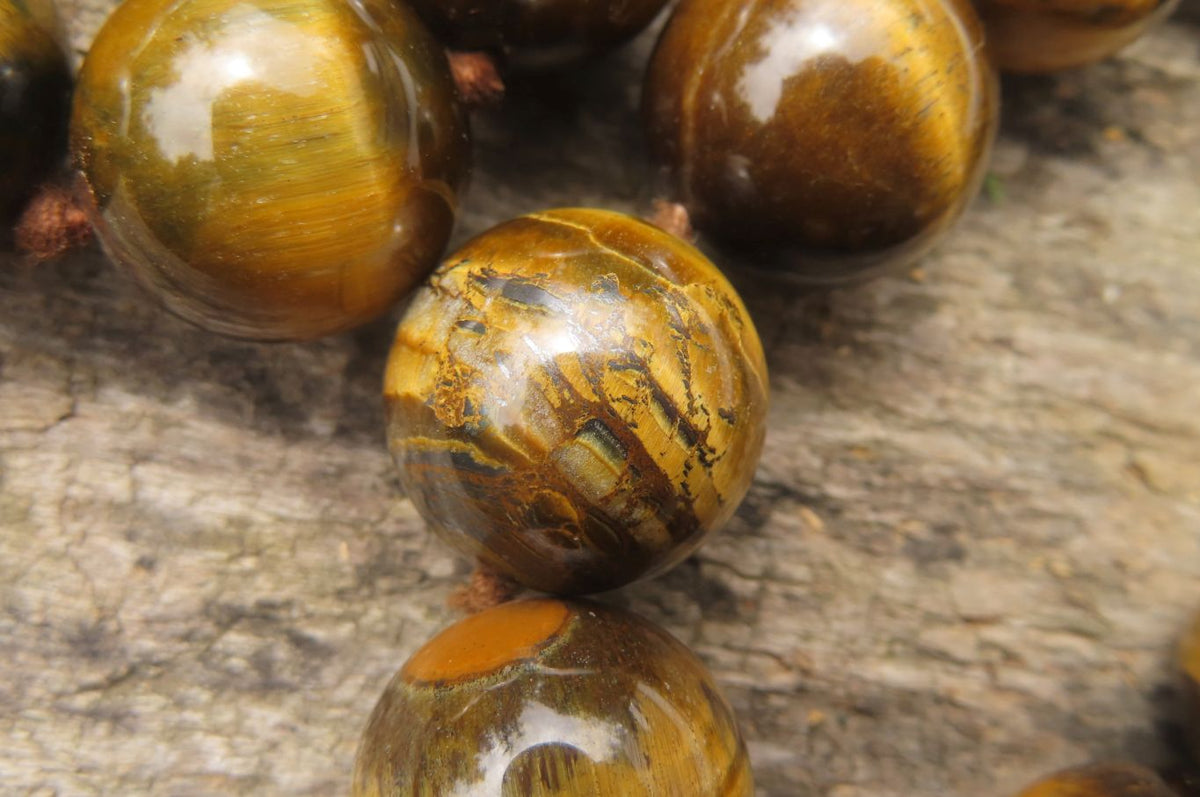 Polished Golden Tigers Eye Bead Necklaces - Sold Per Item - From South Africa - Toprock Gemstones and Minerals 