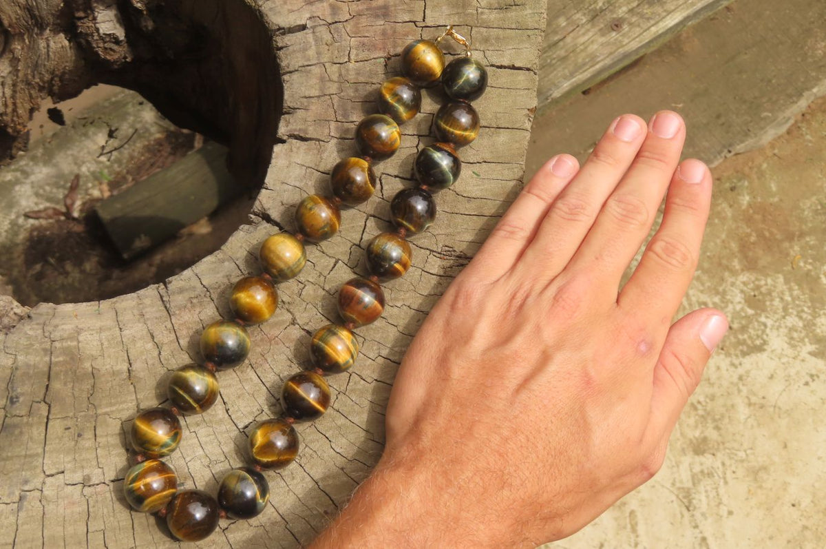 Polished Golden Tigers Eye Bead Necklaces - Sold Per Item - From South Africa - Toprock Gemstones and Minerals 