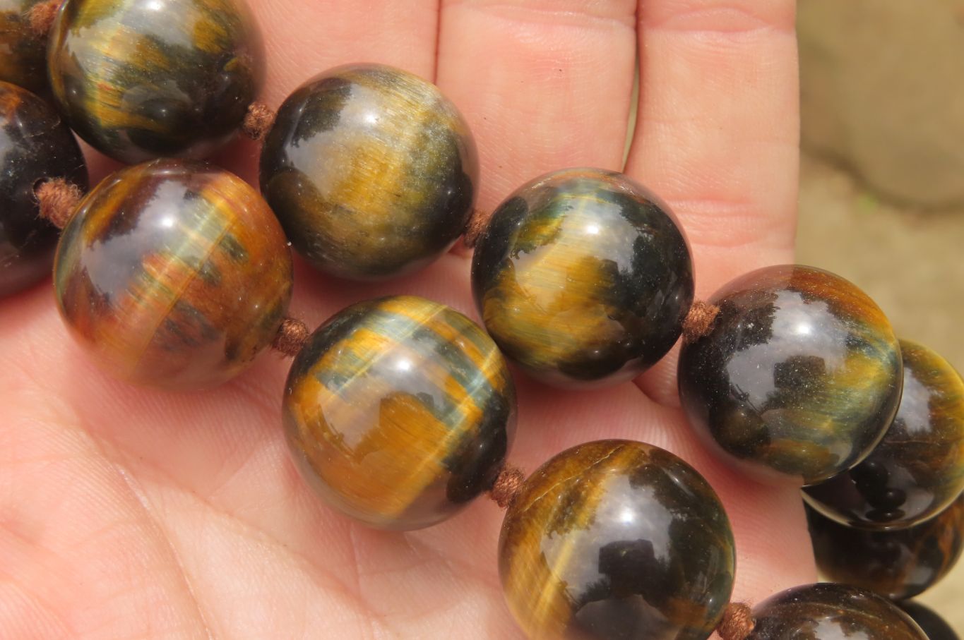 Polished Golden Tigers Eye Bead Necklaces - Sold Per Item - From South Africa - Toprock Gemstones and Minerals 