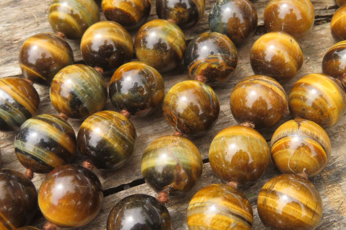 Polished Golden Tigers Eye Bead Necklaces - Sold Per Item - From South Africa - Toprock Gemstones and Minerals 