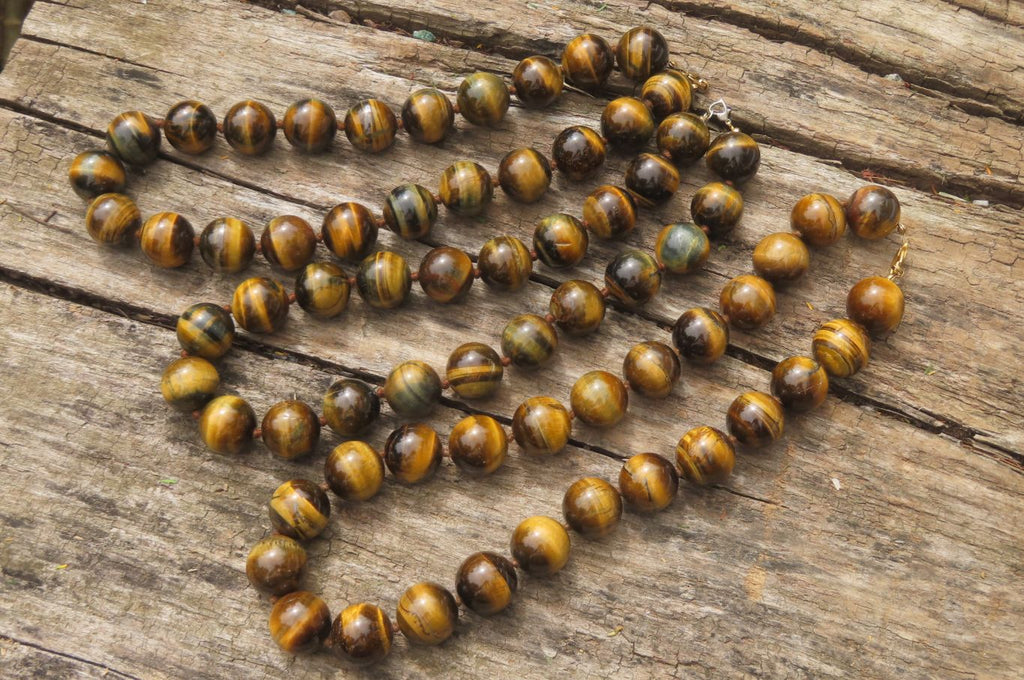 Polished Golden Tigers Eye Bead Necklaces - Sold Per Item - From South Africa - Toprock Gemstones and Minerals 
