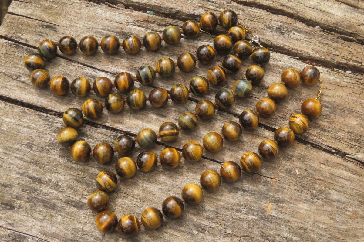 Polished Golden Tigers Eye Bead Necklaces - Sold Per Item - From South Africa - Toprock Gemstones and Minerals 