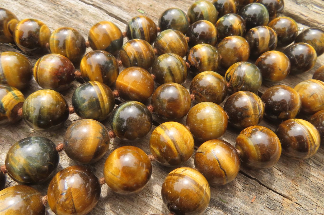 Polished Golden Tigers Eye Bead Necklaces - Sold Per Item - From South Africa - Toprock Gemstones and Minerals 