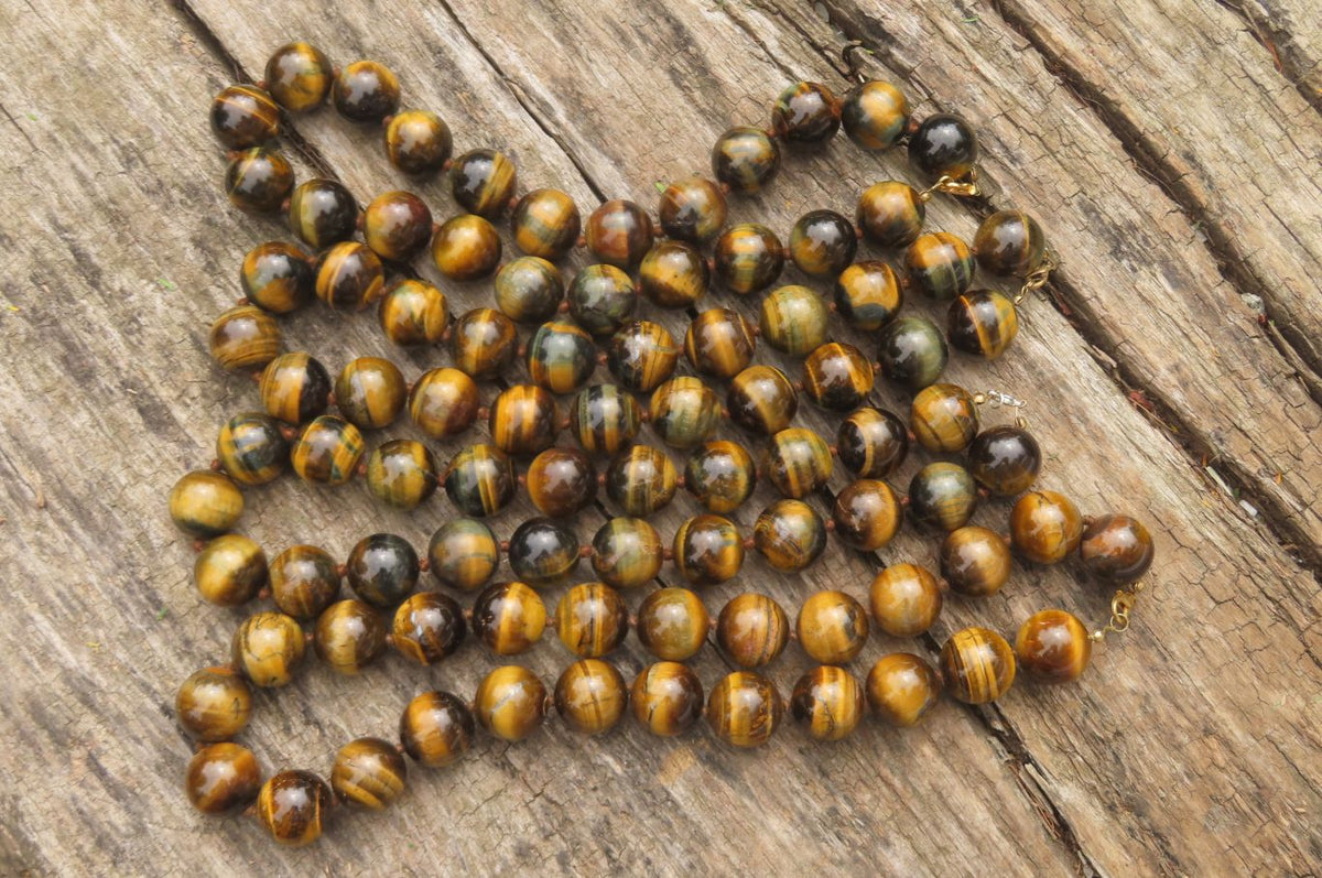 Polished Golden Tigers Eye Bead Necklaces - Sold Per Item - From South Africa - Toprock Gemstones and Minerals 