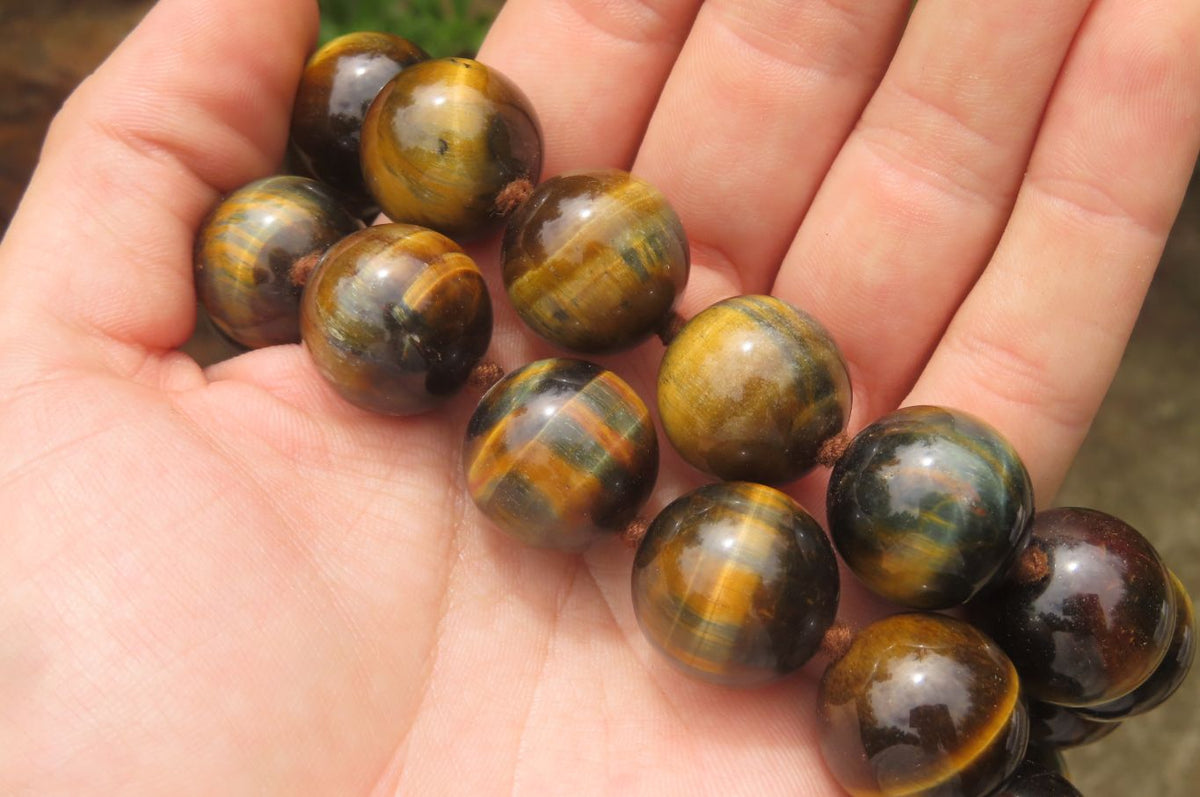 Polished Golden Tigers Eye Bead Necklaces - Sold Per Item - From South Africa - Toprock Gemstones and Minerals 