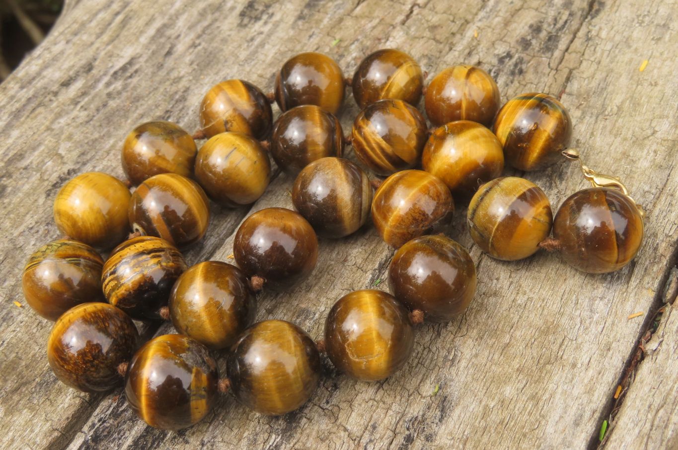 Polished Golden Tigers Eye Bead Necklaces - Sold Per Item - From South Africa - Toprock Gemstones and Minerals 