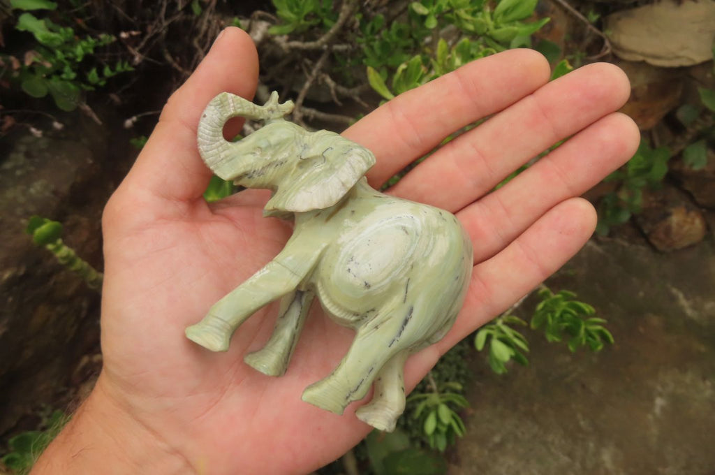 Polished Butter Jade African Elephant Carving - sold per item - From South Africa - Toprock Gemstones and Minerals 
